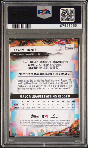 Aaron Judge 2024 Finest Checkerboard Refractor Card #99 PSA 10