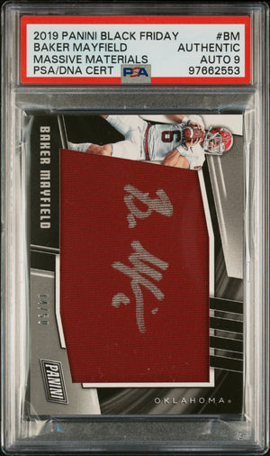 Baker Mayfield 2019 Panini Game Used Patch Card #BM Auto Graded PSA 9 14/51-Powers Sports Memorabilia