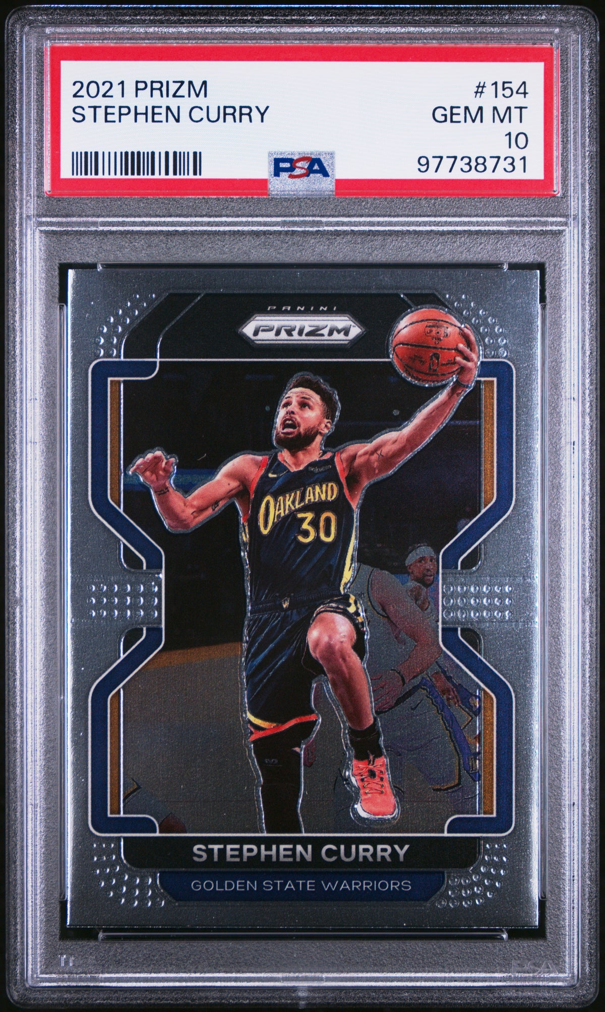 Stephen Curry 2021 Panini Prizm Warriors Card #154 PSA 10