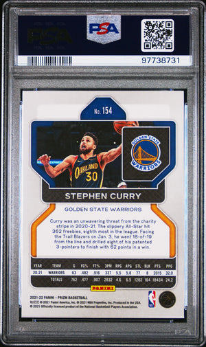 Stephen Curry 2021 Panini Prizm Warriors Card #154 PSA 10