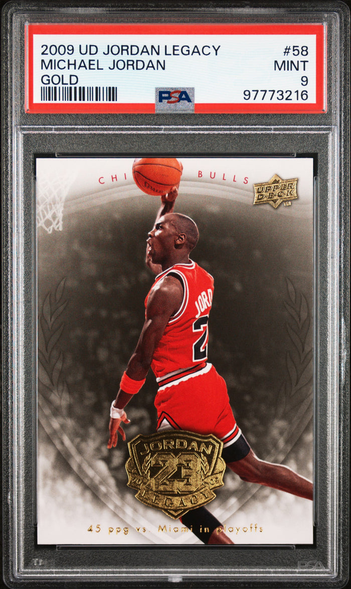 Michael Jordan 2009 Upper Deck Jordan Legacy Gold Chicago Bulls Basketball Card #58 Graded PSA 9 Cert #97773216-Powers Sports Memorabilia
