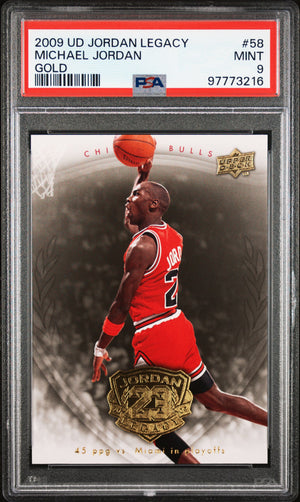 Michael Jordan 2009 Upper Deck Jordan Legacy Gold Chicago Bulls Basketball Card #58 Graded PSA 9 Cert #97773216-Powers Sports Memorabilia
