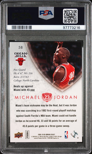 Michael Jordan 2009 Upper Deck Jordan Legacy Gold Chicago Bulls Basketball Card #58 Graded PSA 9 Cert #97773216-Powers Sports Memorabilia