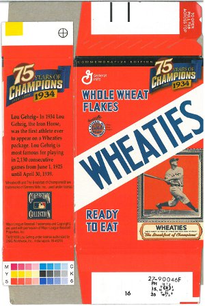 Lou Gehrig unsigned New York Yankees Mini Wheaties Box (Flat Card board) Commemorative Box unused-Powers Sports Memorabilia