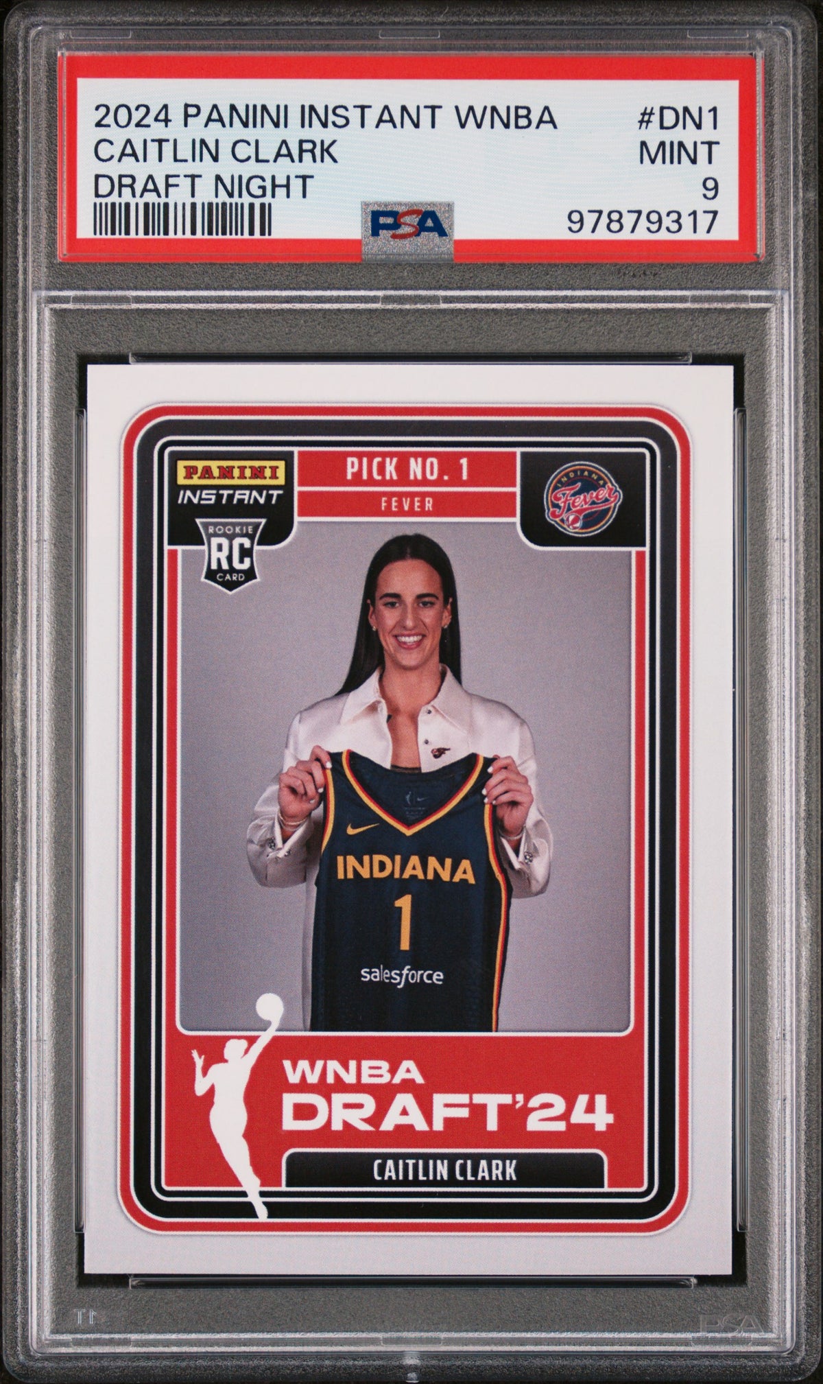 Caitlin Clark 2024 Panini Instant WNBA Draft Night Basketball Rookie Card #DN1 Graded PSA 9 Cert #97879317-Powers Sports Memorabilia