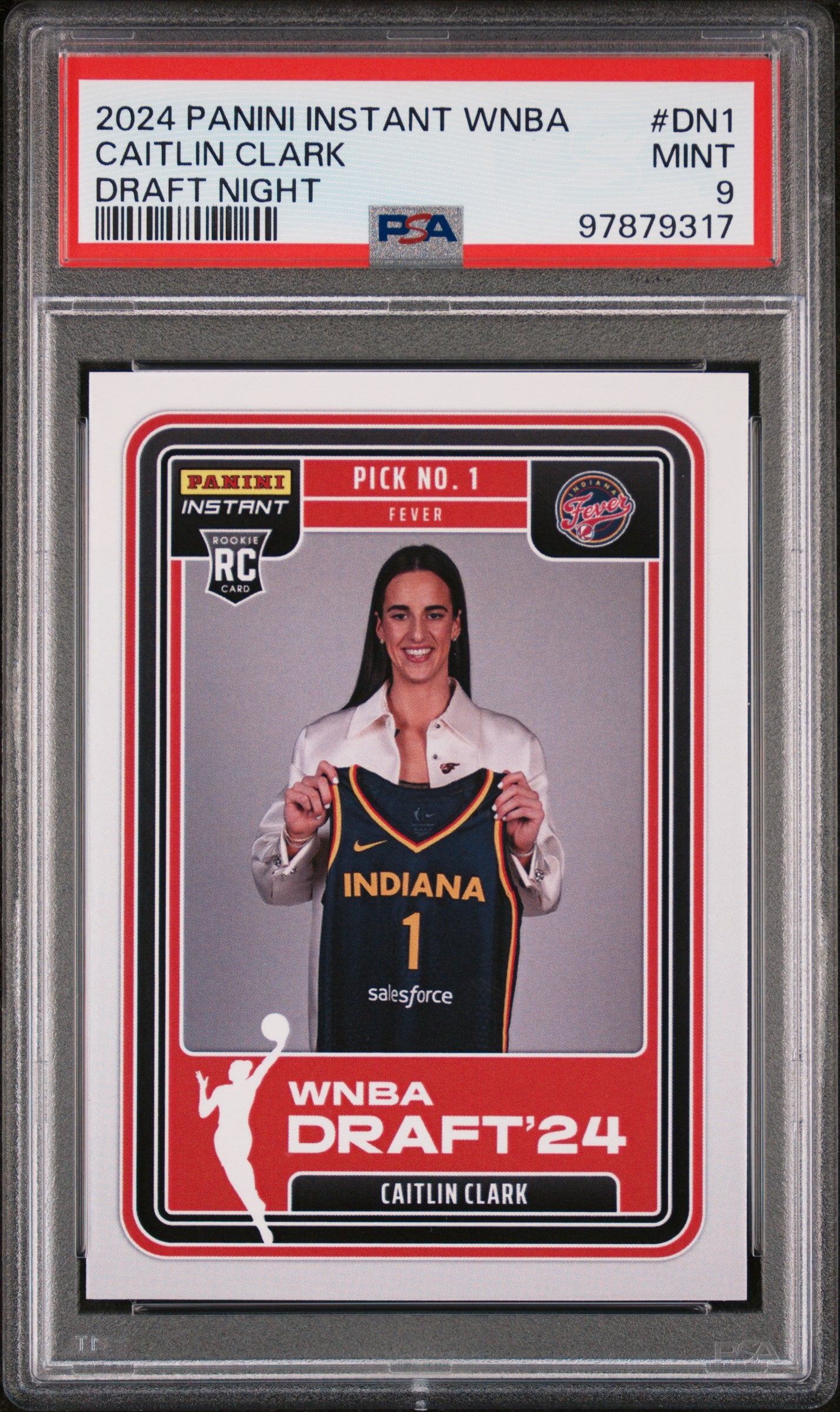 Caitlin Clark 2024 Panini Instant WNBA Draft Night Basketball Rookie Card #DN1 Graded PSA 9 Cert #97879317-Powers Sports Memorabilia
