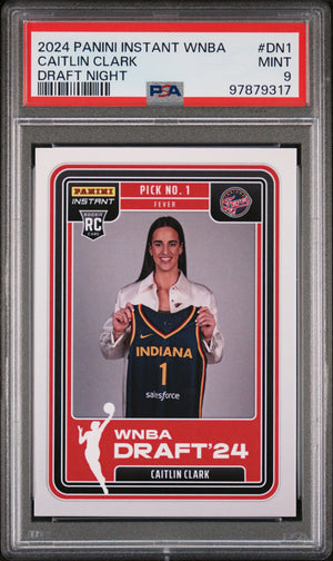 Caitlin Clark 2024 Panini Instant WNBA Draft Night Basketball Rookie Card #DN1 Graded PSA 9 Cert #97879317-Powers Sports Memorabilia