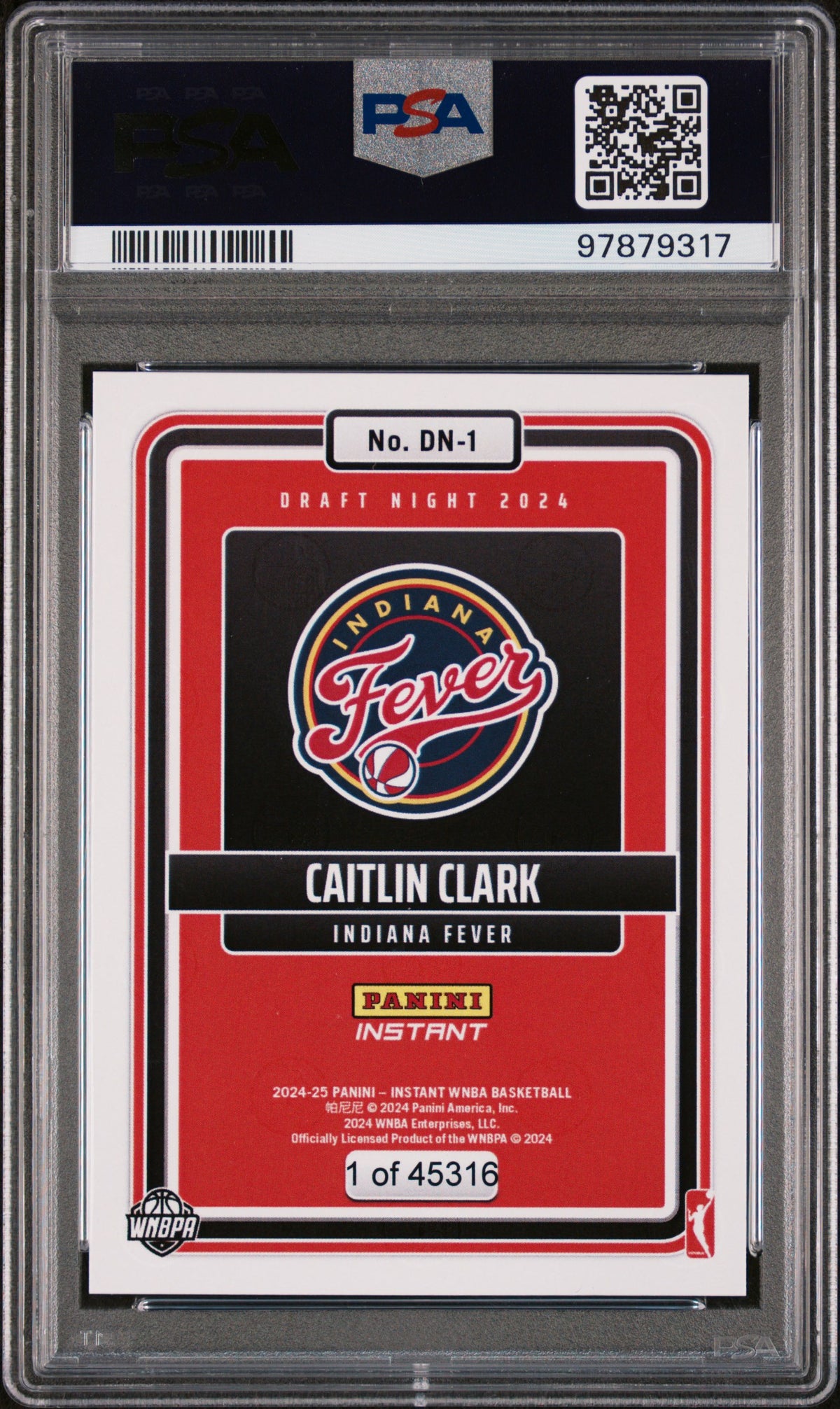 Caitlin Clark 2024 Panini Instant WNBA Draft Night Basketball Rookie Card #DN1 Graded PSA 9 Cert #97879317-Powers Sports Memorabilia