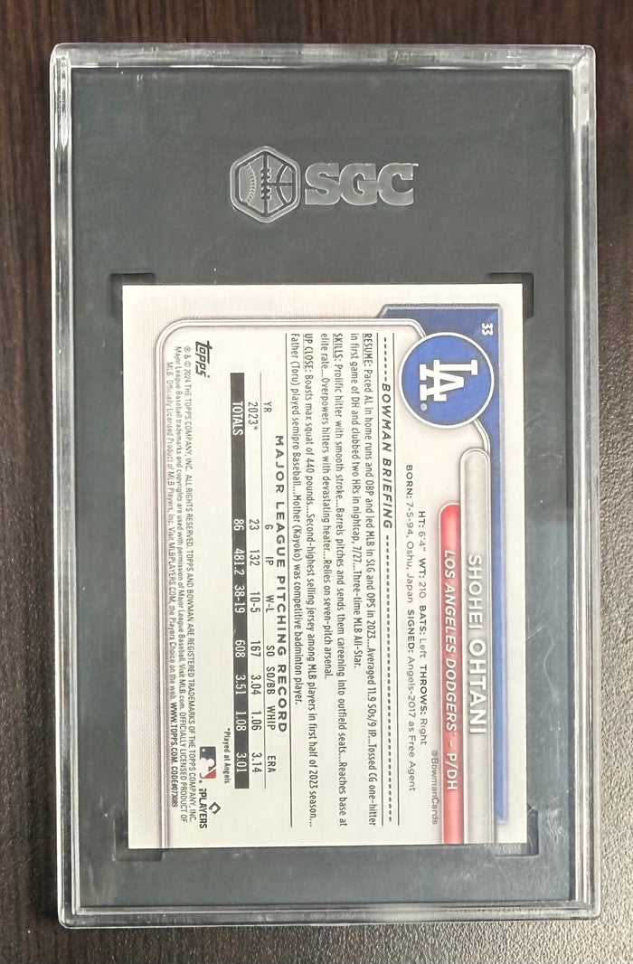 Shohei Ohtani 2024 Bowman Los Angeles Dodgers Baseball Card #33 Graded SGC 10 Cert #9798875-Powers Sports Memorabilia