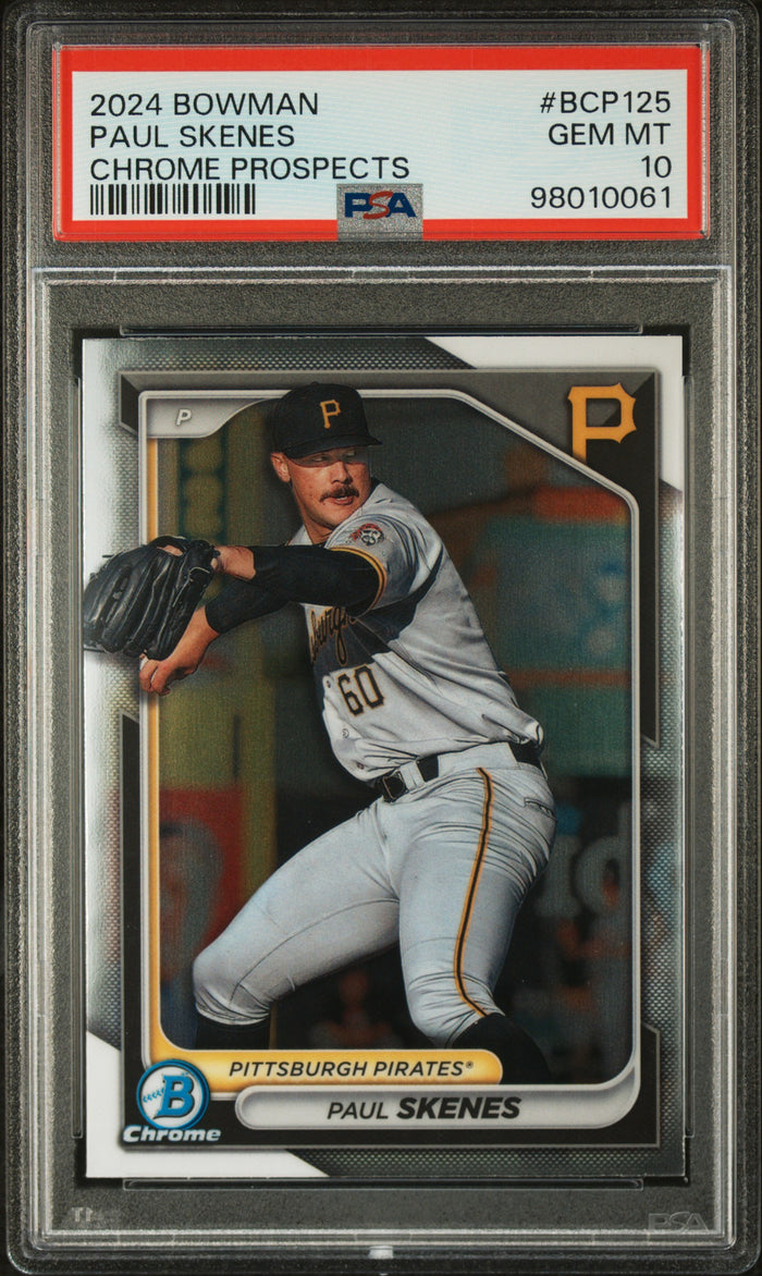 Paul Skenes 2024 Bowman Chrome Prospects Baseball Rookie Card #BCP125 Graded PSA 10-Powers Sports Memorabilia