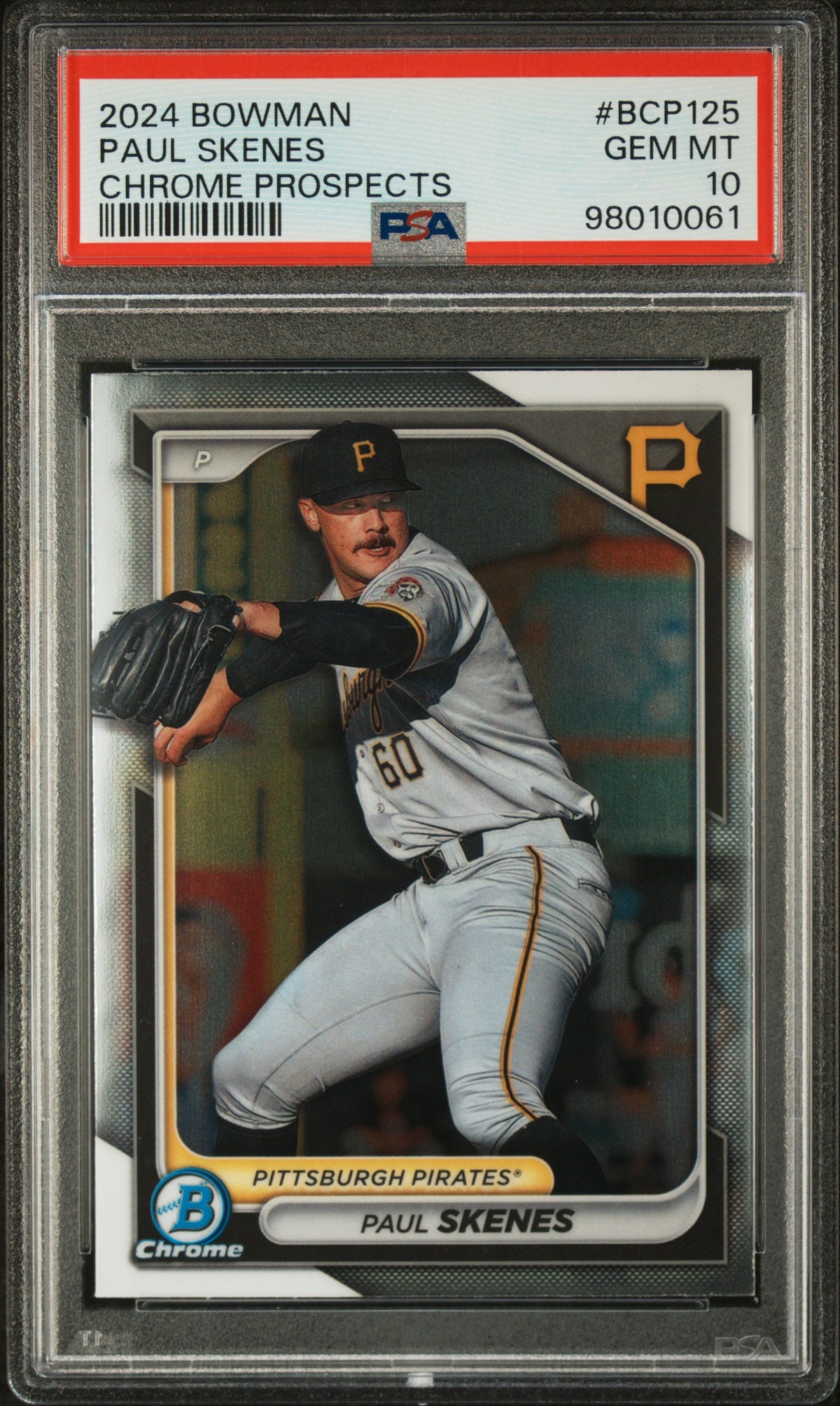 Paul Skenes 2024 Bowman Chrome Prosepects Baseball Rookie Card #BCP125 Graded PSA 10-Powers Sports Memorabilia