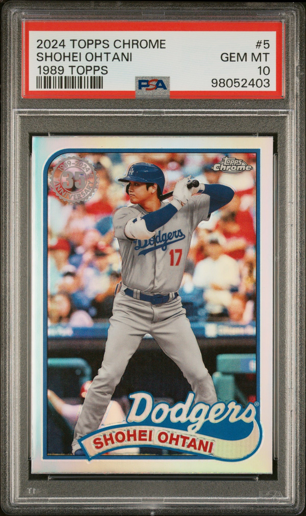 Shohei Ohtani 2024 Topps Chrome 1989 Baseball Card #5 Graded PSA 10 Cert # 98052403-Powers Sports Memorabilia