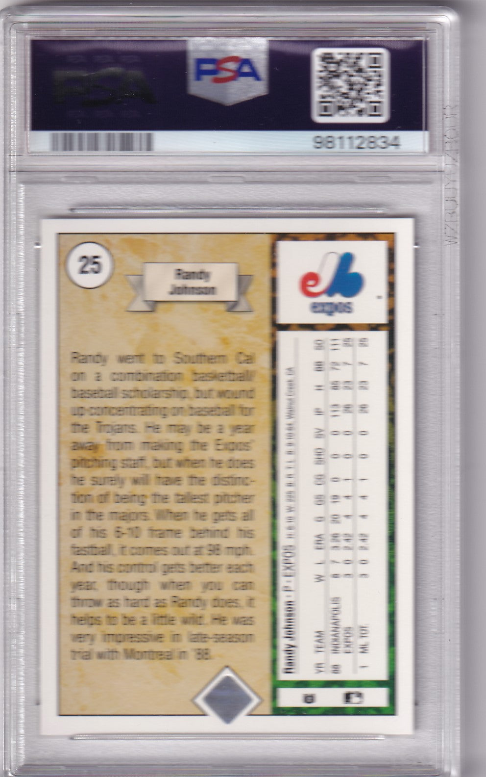 Randy Johnson 1989 Upper Deck Star RC Rookie Card #25 PSA 9