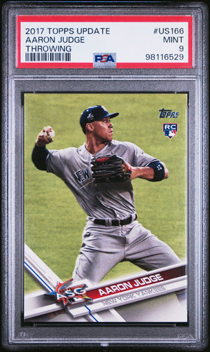 Aaron Judge 2017 Topps Update Throwing Baseball Rookie Card #US166 Graded PSA 9 Cert # 98116529