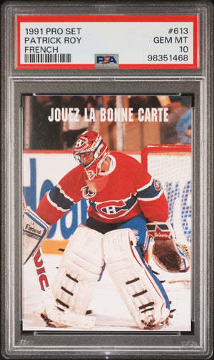 Patrick Roy 1991 Pro Set French Hockey Card #613 Graded PSA 10 Cert #98351468-Powers Sports Memorabilia