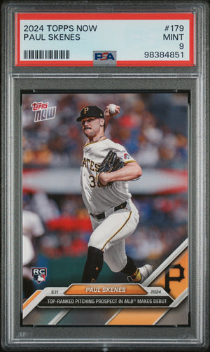 Paul Skenes 2024 Topps Now MLB Debut Pittsburgh Pirates Baseball Rookie Card #179 Graded PSA 9 Cert #98384851-Powers Sports Memorabilia