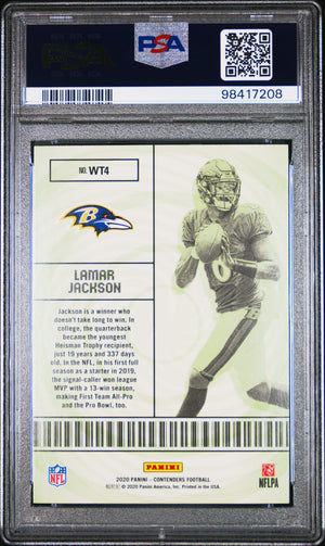 Lamar Jackson 2020 Panini Contenders Winning Ticket Card #WT4 Graded PSA 10-Powers Sports Memorabilia