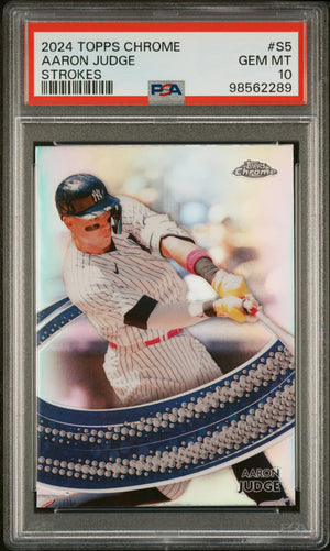 Aaron Judge 2024 Topps Chrome Strokes New York Yankees Baseball Card #S5 Graded PSA 10 Cert #98562289-Powers Sports Memorabilia