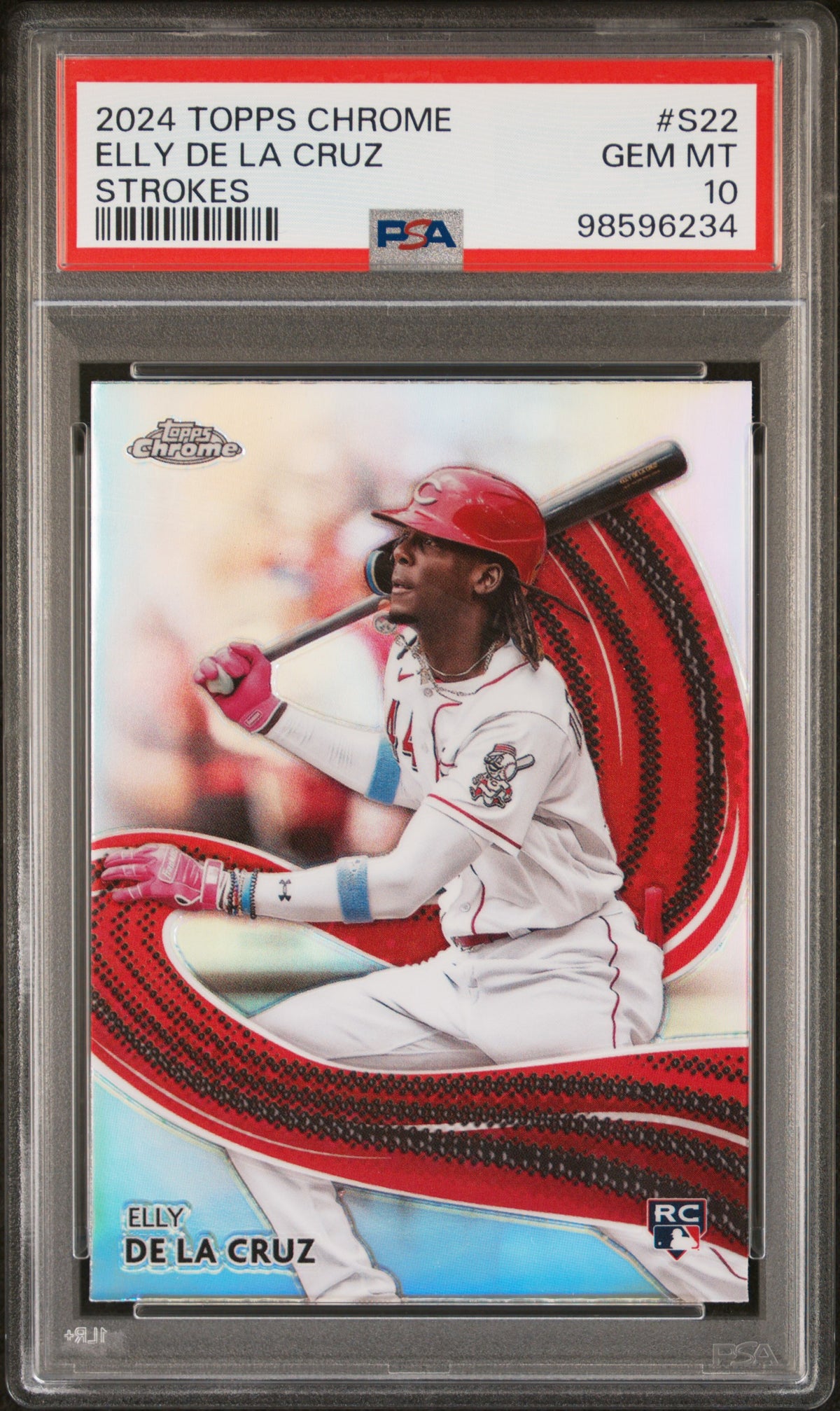 Elly De La Cruz 2024 Topps Chrome Strokes Cincinnati Reds Baseball RC Rookie Card #S22 Graded PSA 10 Cert #98596234-Powers Sports Memorabilia