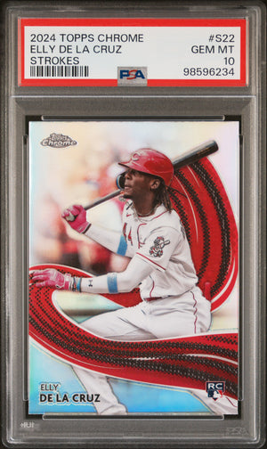 Elly De La Cruz 2024 Topps Chrome Strokes Cincinnati Reds Baseball RC Rookie Card #S22 Graded PSA 10 Cert #98596234-Powers Sports Memorabilia