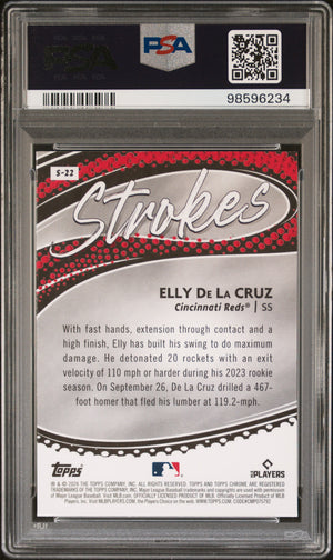 Elly De La Cruz 2024 Topps Chrome Strokes Cincinnati Reds Baseball RC Rookie Card #S22 Graded PSA 10 Cert #98596234-Powers Sports Memorabilia