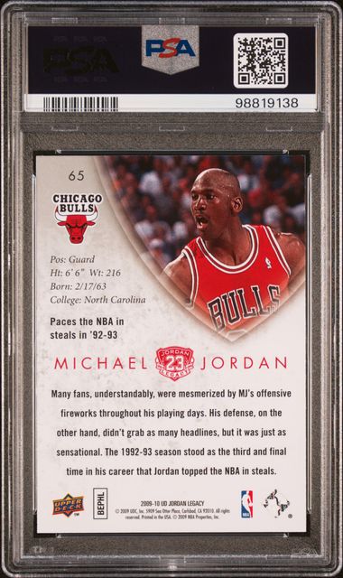 Michael Jordan 2009 Upper Deck Legacy Gold Card #65 PSA 9-Powers Sports Memorabilia