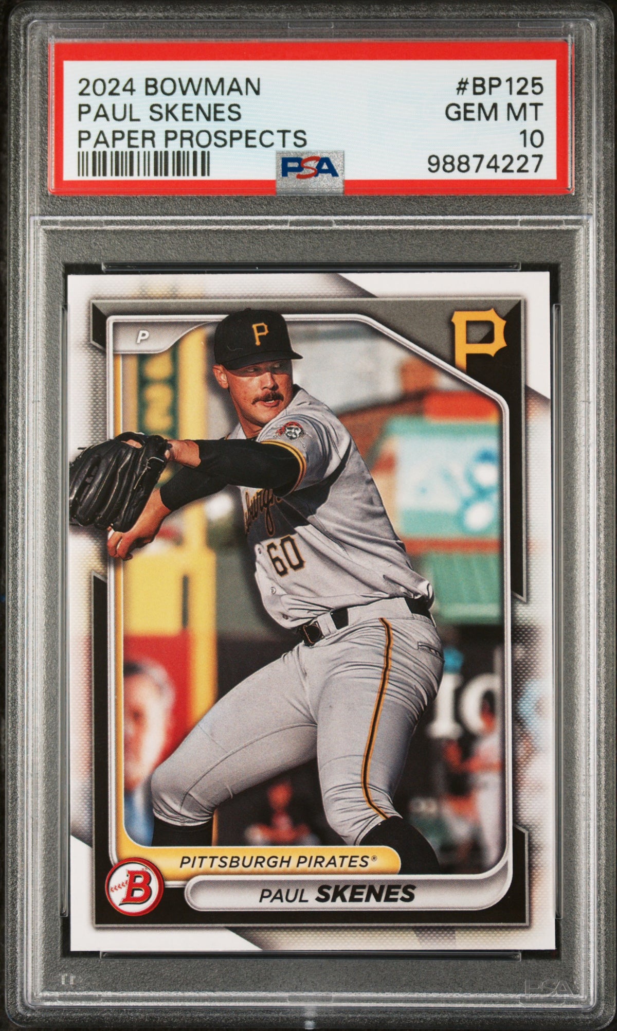 Paul Skenes 2024 Bowman Paper Prospects Baseball Rookie Card #BP125 PSA 10-Powers Sports Memorabilia