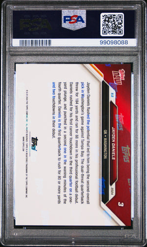 Jayden Daniels 2024 Topps Now NFL Debut Football Rookie Card #3 Graded PSA 10