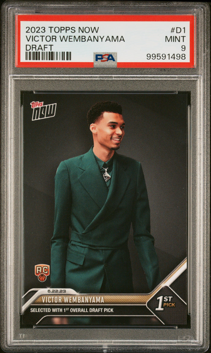 Victor Wembanyama 2023 Topps Now San Antonio Spurs Basketball Rookie Card #D1 Graded PSA 9 Cert #99591498-Powers Sports Memorabilia