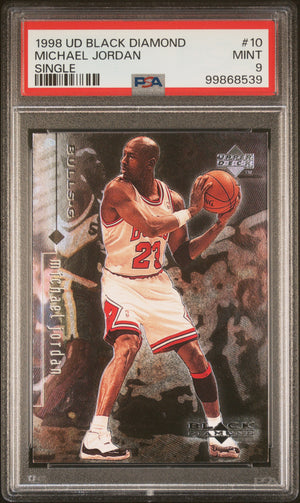 Michael Jordan 1998 Upper Deck Black Diamond Basketball Card #10 Graded PSA 9-Powers Sports Memorabilia