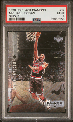 Michael Jordan 1998 Upper Deck Black Diamond Basketball Card #12 Graded PSA 9-Powers Sports Memorabilia