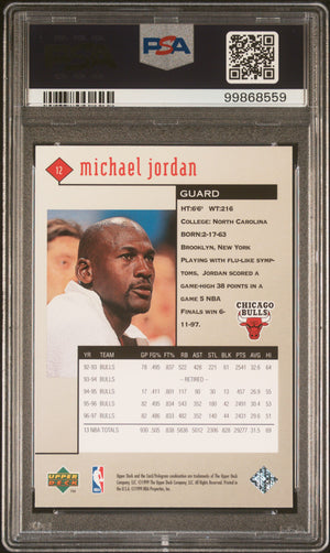 Michael Jordan 1998 Upper Deck Black Diamond Basketball Card #12 Graded PSA 9-Powers Sports Memorabilia