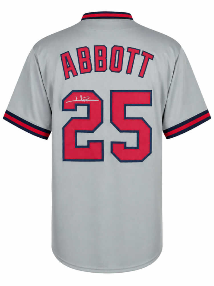 Jim Abbott Autographed Grey Custom Baseball Jersey-Powers Sports Memorabilia