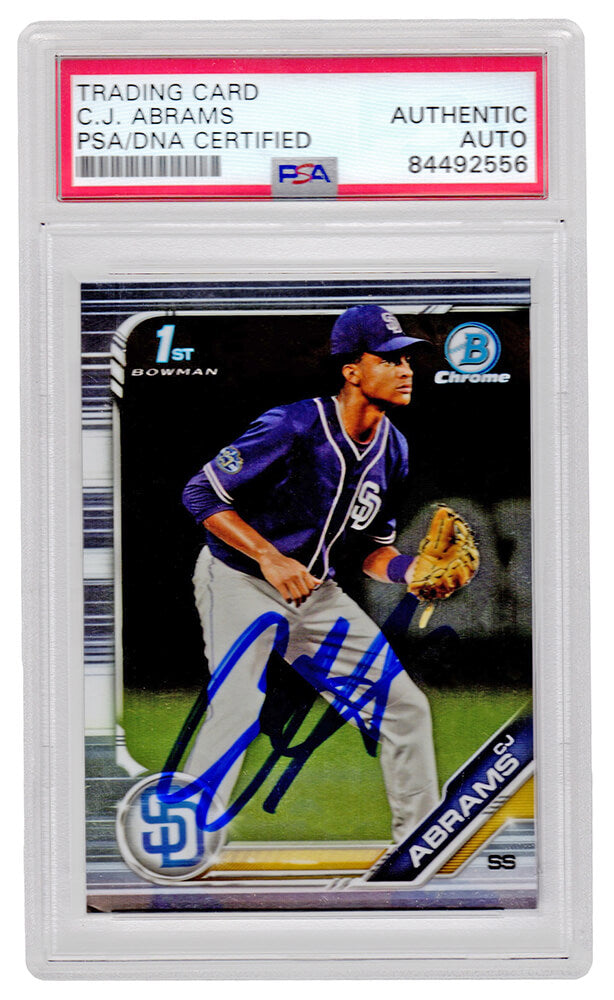 C.J. (CJ) Abrams Autographed Padres 2019 1st Bowman Chrome Baseball Rookie Card #BDC 85 (PSA/DNA Encapsulated)-Powers Sports Memorabilia