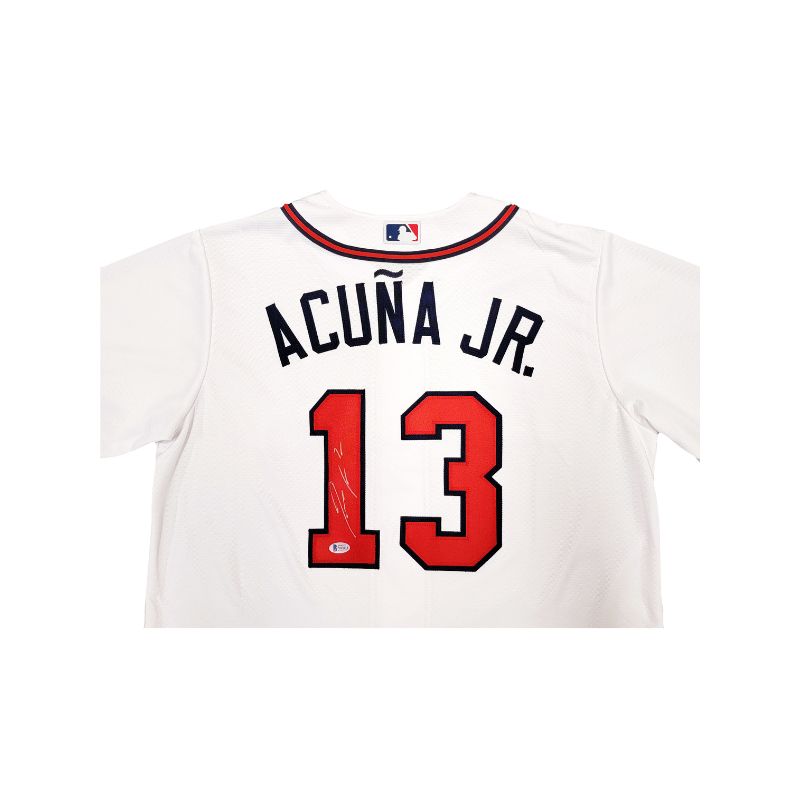 Ronald Acuna Jr Atlanta Braves Signed White Nike Jersey (BAS)-Powers Sports Memorabilia
