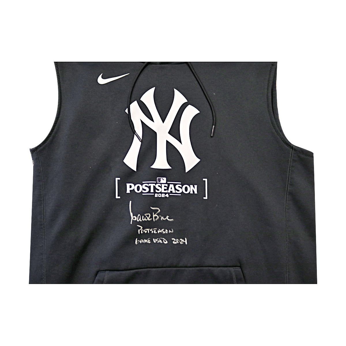 Aaron Boone New York Yankees Signed 2024 Game Used Postseason Nike Sleeveless Hoodie-Powers Sports Memorabilia
