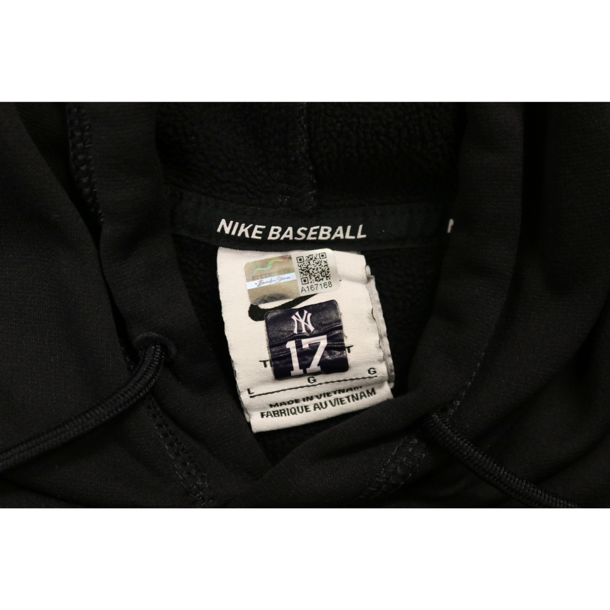 Aaron Boone Yankees Signed Game Used 2025 Postseason Cut off Hoodie-Powers Sports Memorabilia