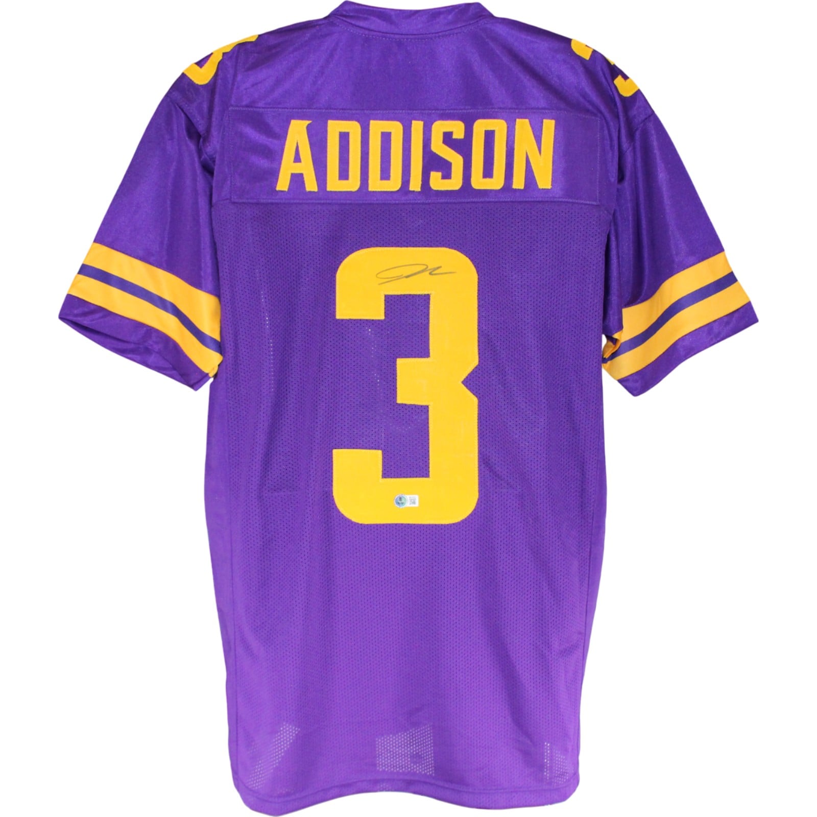 Jordan Addison Signed Pro Style XL Purple Jersey Beckett W-Powers Sports Memorabilia