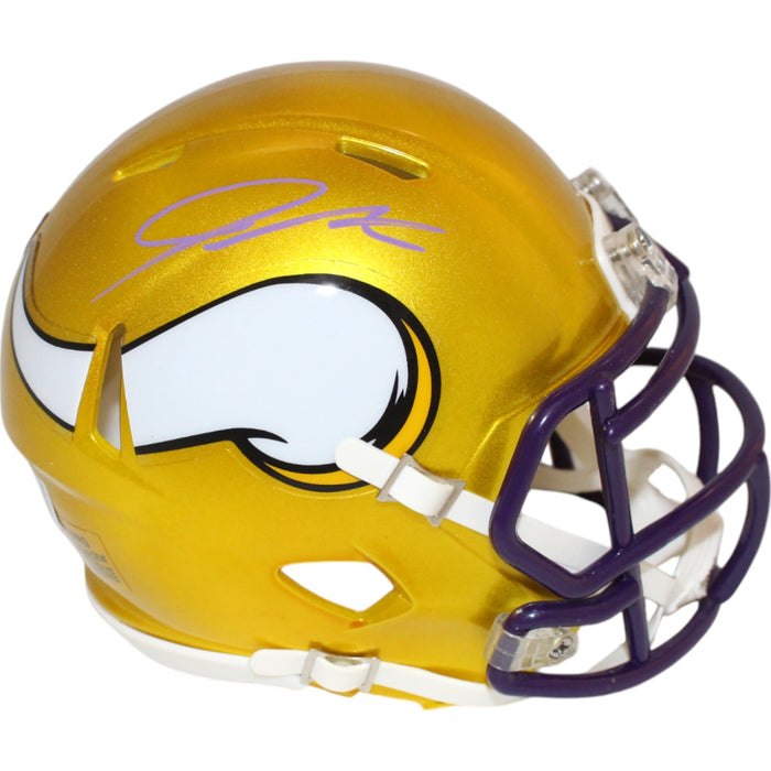 Jordan Addison Signed Minnesota Vikings Flash Mini Helmet – Beckett Authenticated-Powers Sports Memorabilia