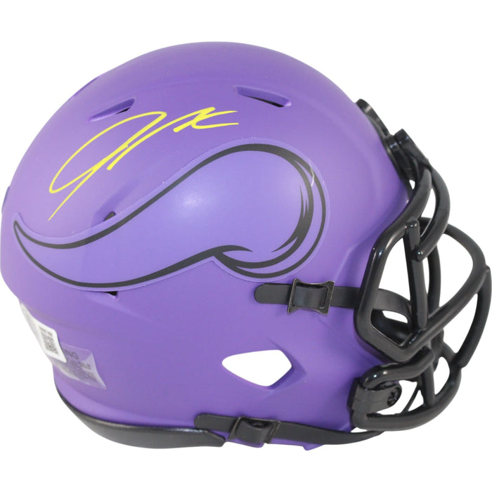 Jordan Addison Signed Minnesota Vikings Mini Helmet Rave – Beckett Authenticated-Powers Sports Memorabilia