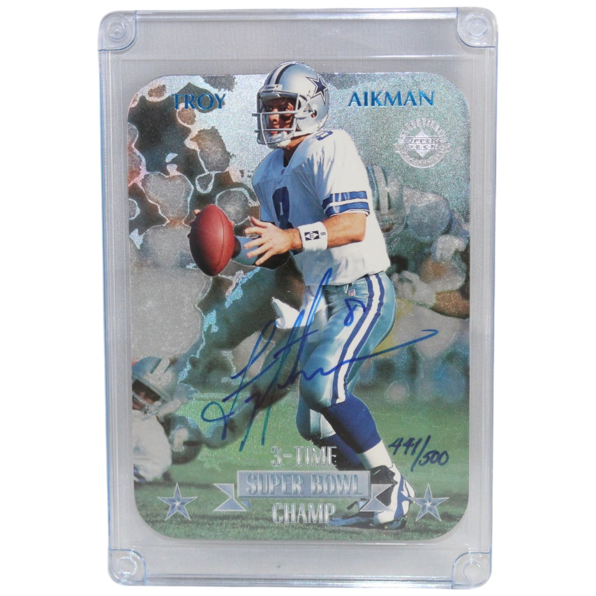 Troy Aikman Dallas Cowboys Signed Card - 96 Upper Deck /500 LE-Powers Sports Memorabilia