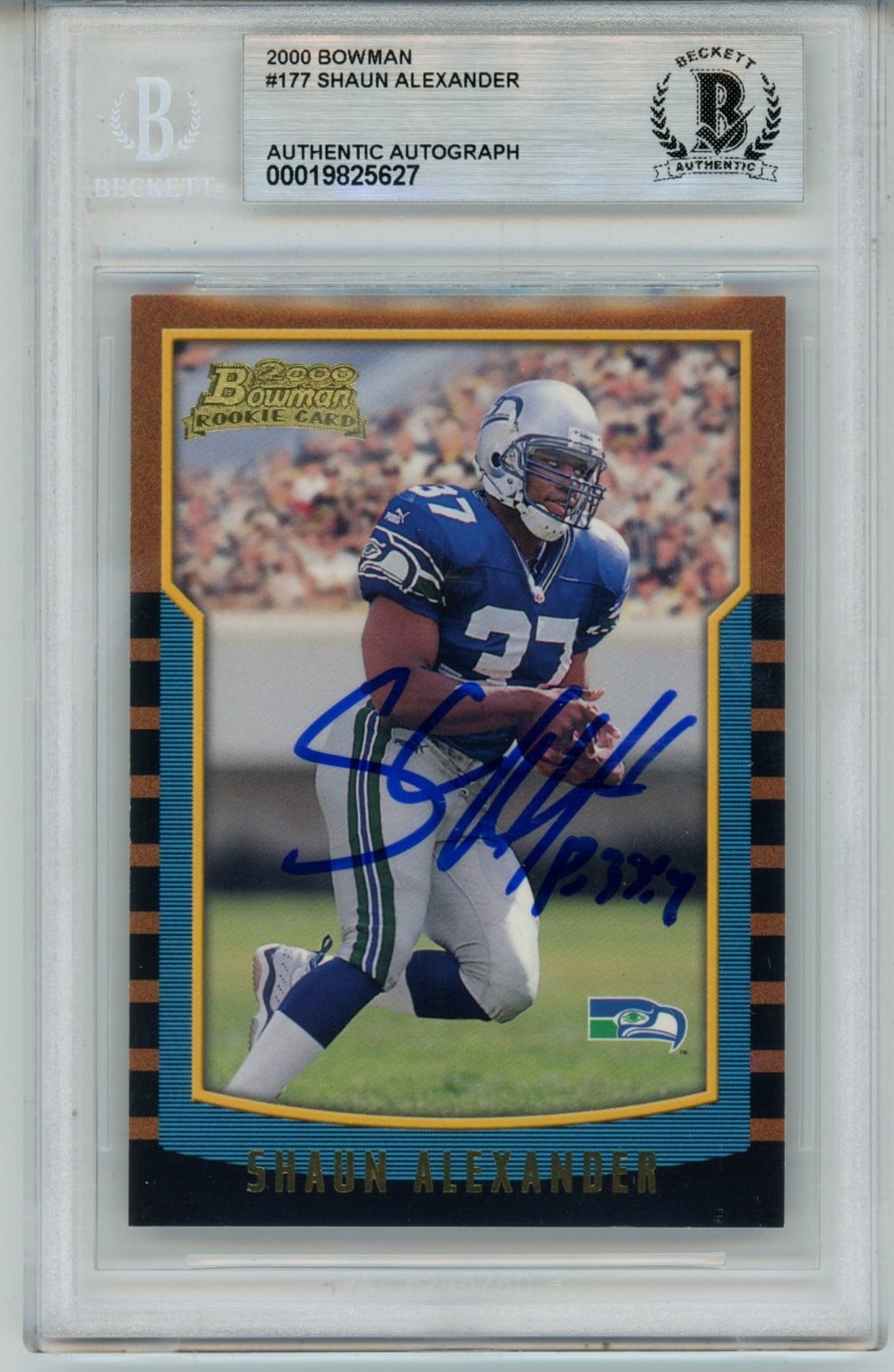 Shaun Alexander Signed 2000 Bowman #177 Trading Card Slab – Beckett Authenticated-Powers Sports Memorabilia
