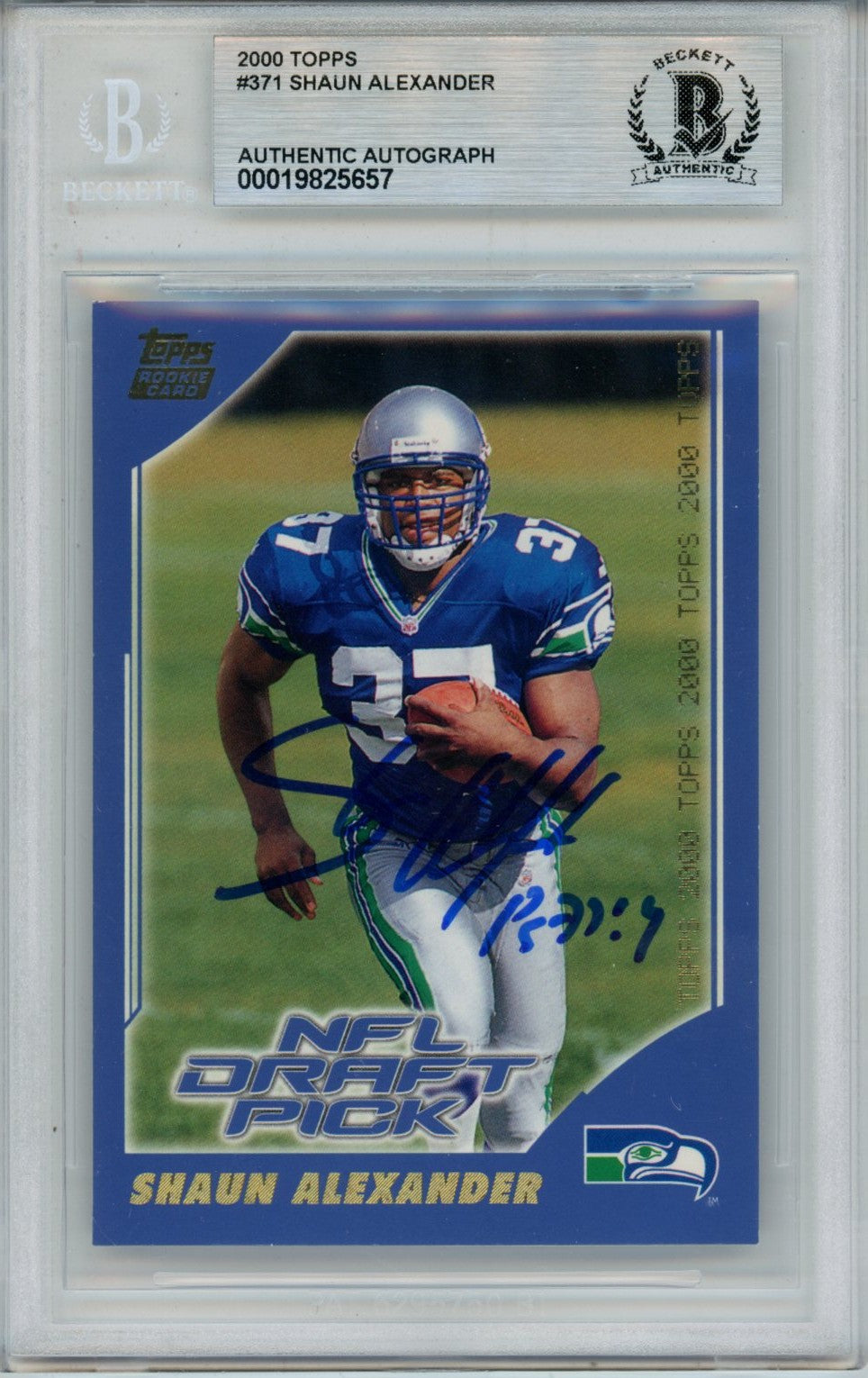 Shaun Alexander 2000 Topps #371 Trading Signed Card Slab-Powers Sports Memorabilia
