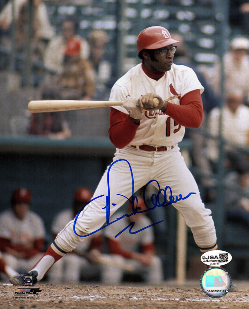 Dick Allen Autographed St Louis Cardinals White Jersey Batting 8x10 Photo - (JSA)-Powers Sports Memorabilia