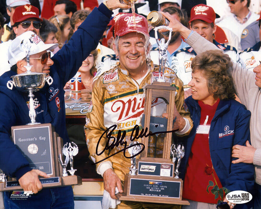 Bobby Allison Autographed Daytona 500 Victory Celebration 8x10 Photo JSA-Powers Sports Memorabilia