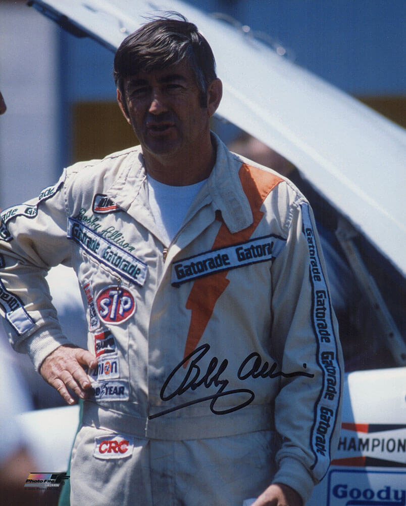 Bobby Allison Autographed Racing Uniform Close Up 8x10 Photo-Powers Sports Memorabilia