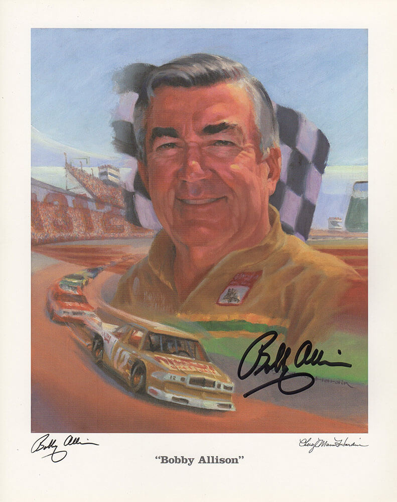 Bobby Allison Autographed Racing Print by Cheryl Mann Hardin 8x10 Photo-Powers Sports Memorabilia