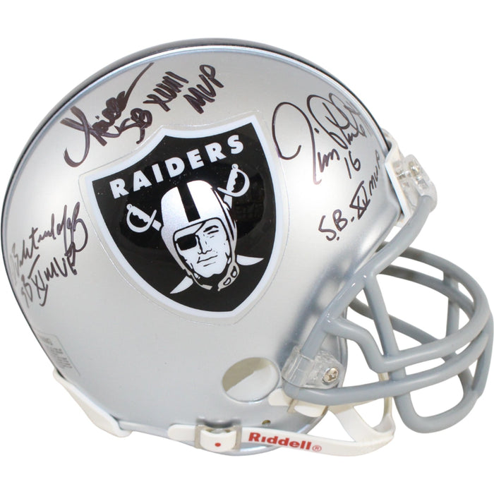 Biletnikoff Plunkett Allen Signed Oakland Raiders Mini Helmet MVP Fanatics-Powers Sports Memorabilia