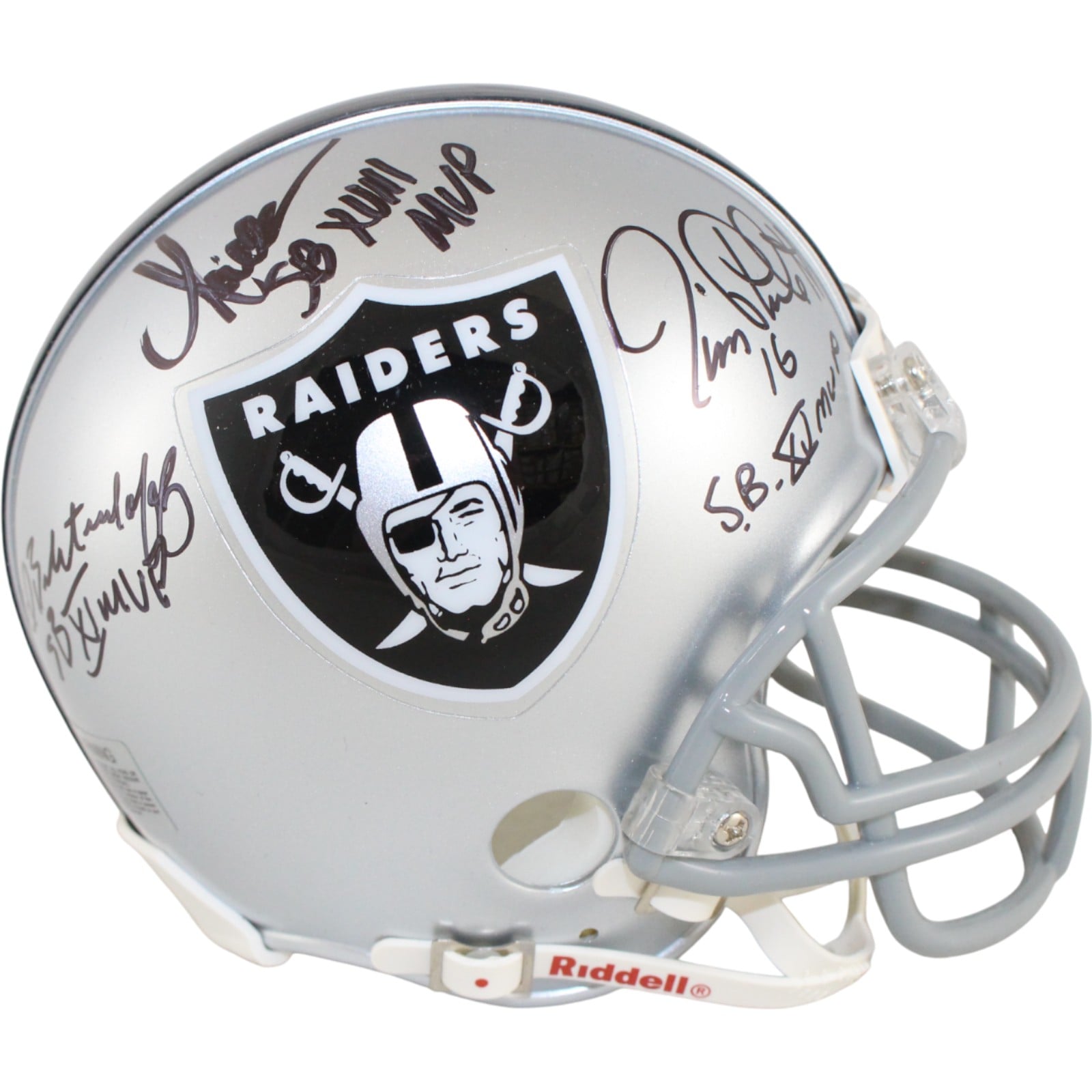 Biletnikoff Plunkett Allen Signed Oakland Raiders Mini Helmet MVP Fanatics-Powers Sports Memorabilia