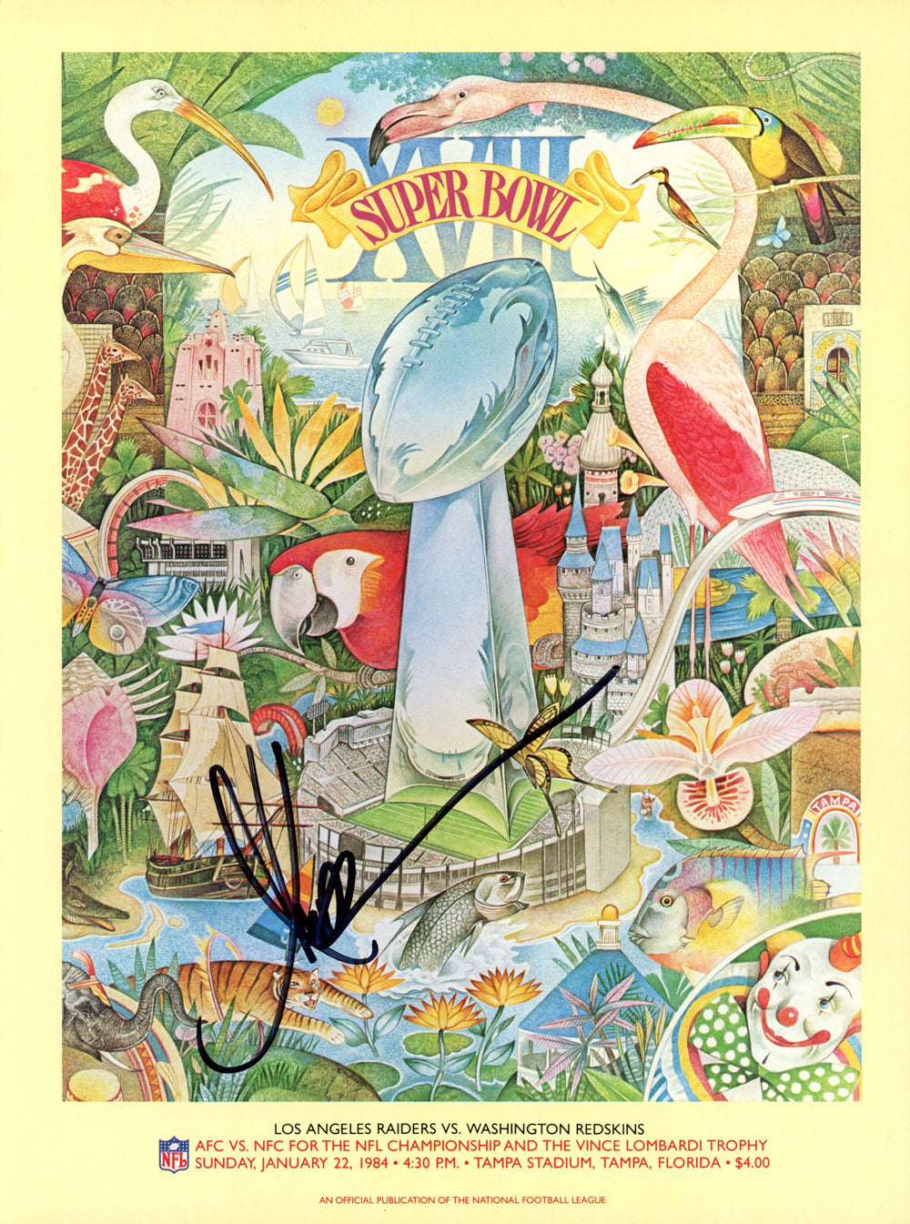 Marcus Allen Los Angeles Raiders Signed Mini Helmet - Super Bowl XVIII Program Beckett Beckett-Powers Sports Memorabilia